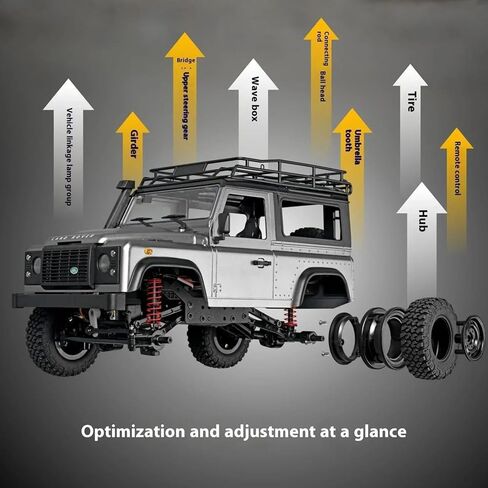 MN99S RC Rock Crawler، مقياس 1:12 D90 Land Rover Defender 4WD للطرق الوعرة RC مع 3 قطع بطاريات 1200 مللي أمبير، نظام تعليق 280 محرك 4 وصلات مطور in Kuwait