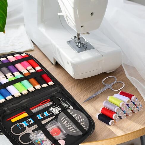 86Pcs Sewing Kit for Adults, Portable Sewing Supplies Accessories Contains Thread, Needle, Scissors, Measure Tape,Travel Home Beginners - Black in Saudi Arabia