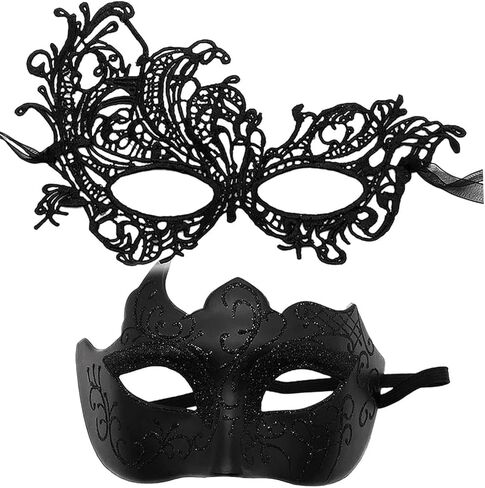 Venice couple thickened lace eye mask Halloween, carnival mask party mask carnival 2 pieces in Saudi Arabia