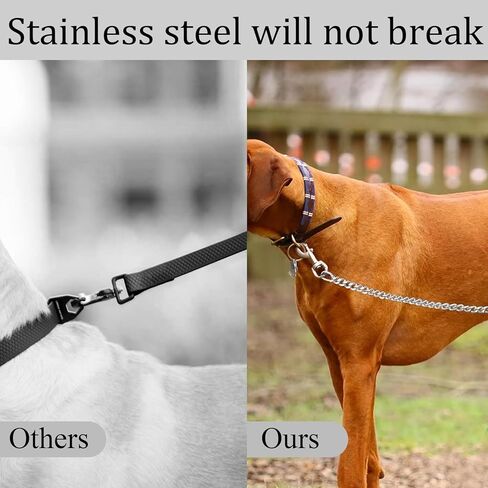 Chain Leashes for Large Dogs, Stainless Steel Heavy Duty Metal Dog Link Chain Chew Proof Pet Leash 6ft with Soft Padded Handle for Medium Big Dogs Walking,Traffic Training Traveling in Kuwait