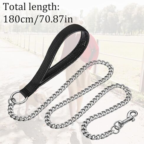 Chain Leashes for Large Dogs, Stainless Steel Heavy Duty Metal Dog Link Chain Chew Proof Pet Leash 6ft with Soft Padded Handle for Medium Big Dogs Walking,Traffic Training Traveling in Kuwait