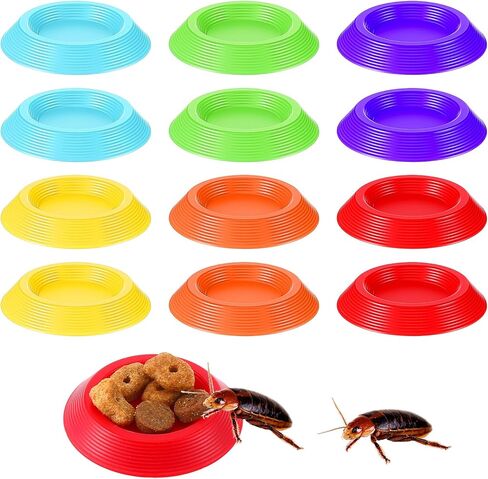 12Pcs Dubia Roaches Feeder Bowls, Tiny Feeding Dish Nonslip Feeding Dishes Colorful Feeder Bowls for Dubia Roaches Isopods Springtails Dwarf Invertebrates Terrariums and Enclosures in Saudi Arabia