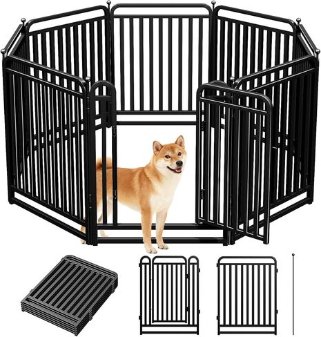 قفص لعب للكلاب بأنبوب معدني سميك في الهواء الطلق، قلم للكلب ذو عتبة منخفضة، شديد التحمل 40 بوصة ارتفاع 8 ألواح لألعاب الحيوانات الأليفة في الأماكن المغلقة، سياج محمول للحيوانات الأليفة للتخييم في ساحة RV in Kuwait
