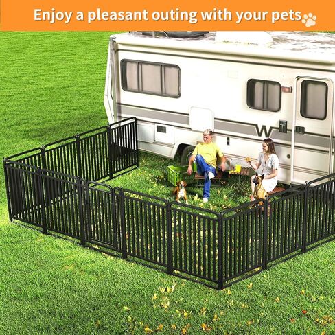 قفص لعب للكلاب بأنبوب معدني سميك في الهواء الطلق، قلم للكلب ذو عتبة منخفضة، شديد التحمل 40 بوصة ارتفاع 8 ألواح لألعاب الحيوانات الأليفة في الأماكن المغلقة، سياج محمول للحيوانات الأليفة للتخييم في ساحة RV in Kuwait