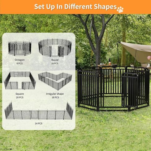 قفص لعب للكلاب بأنبوب معدني سميك في الهواء الطلق، قلم للكلب ذو عتبة منخفضة، شديد التحمل 40 بوصة ارتفاع 8 ألواح لألعاب الحيوانات الأليفة في الأماكن المغلقة، سياج محمول للحيوانات الأليفة للتخييم في ساحة RV in Kuwait