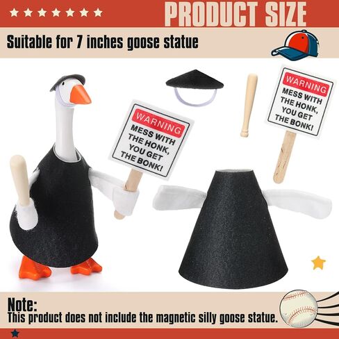 7 Inch Mini Desk Goose Outfit with Baseball Bat and Magnetic Goose Warning Sign Mess with The Honk You Get The Bonk Slogan Accessories for Magnetic Duck Statue Desk Keyholder Decor in Saudi Arabia