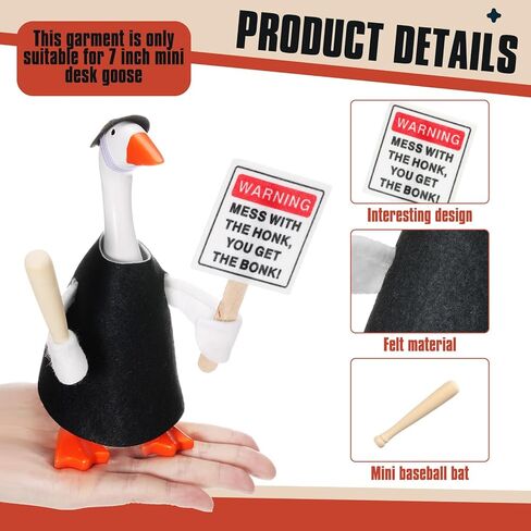 7 Inch Mini Desk Goose Outfit with Baseball Bat and Magnetic Goose Warning Sign Mess with The Honk You Get The Bonk Slogan Accessories for Magnetic Duck Statue Desk Keyholder Decor in Saudi Arabia