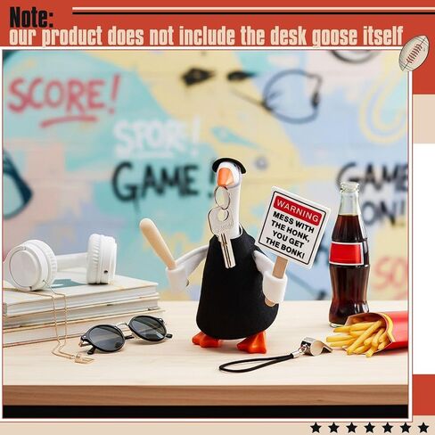 7 Inch Mini Desk Goose Outfit with Baseball Bat and Magnetic Goose Warning Sign Mess with The Honk You Get The Bonk Slogan Accessories for Magnetic Duck Statue Desk Keyholder Decor in Saudi Arabia