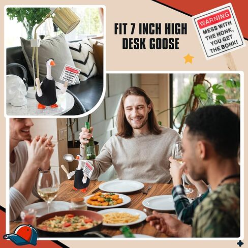 7 Inch Mini Desk Goose Outfit with Baseball Bat and Magnetic Goose Warning Sign Mess with The Honk You Get The Bonk Slogan Accessories for Magnetic Duck Statue Desk Keyholder Decor in Saudi Arabia