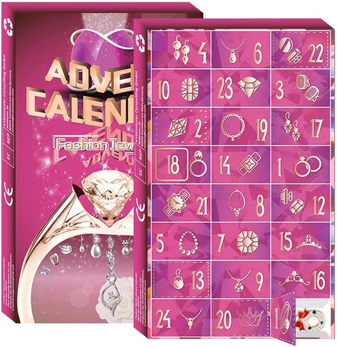 Christmas Advent Calendar 2025 with 24 Jewelry Charm Necklace Bracelet Earrings Rings Christmas Countdown Calendar for Girls Kids Countdown Holiday Gift in Saudi Arabia