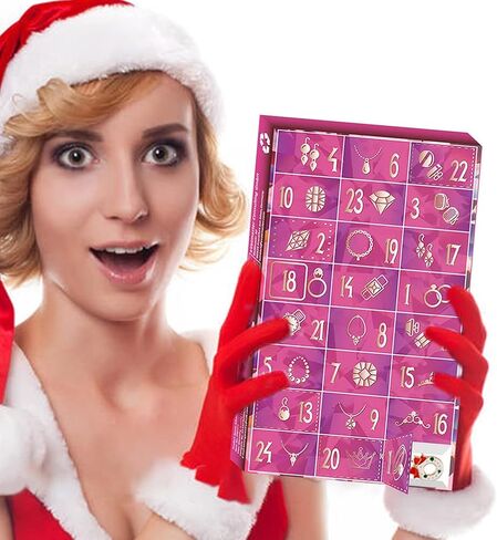 Christmas Advent Calendar 2025 with 24 Jewelry Charm Necklace Bracelet Earrings Rings Christmas Countdown Calendar for Girls Kids Countdown Holiday Gift in Saudi Arabia