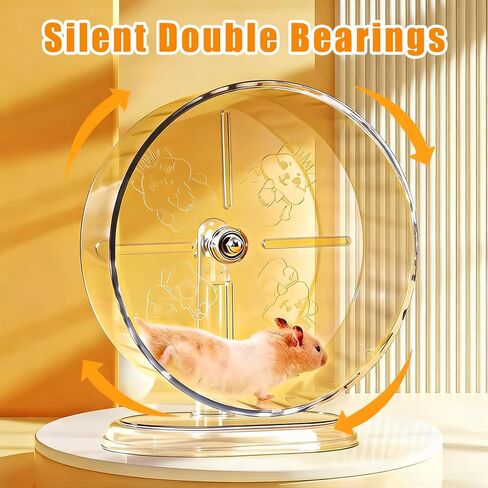 Silent Hamster Exercise Wheel,9.5 Inch Quiet Spinner Syrian Hamster Running Wheel,Silent Wheels with Anti-Skid & Adjustable Stand for Gerbils, Rats, or Other Small Pets,Transparent in Saudi Arabia