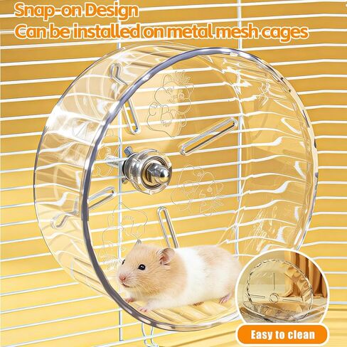 Silent Hamster Exercise Wheel,9.5 Inch Quiet Spinner Syrian Hamster Running Wheel,Silent Wheels with Anti-Skid & Adjustable Stand for Gerbils, Rats, or Other Small Pets,Transparent in Saudi Arabia