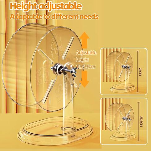 Silent Hamster Exercise Wheel,9.5 Inch Quiet Spinner Syrian Hamster Running Wheel,Silent Wheels with Anti-Skid & Adjustable Stand for Gerbils, Rats, or Other Small Pets,Transparent in Saudi Arabia