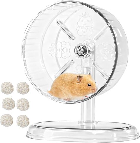 Silent Hamster Exercise Wheel,9.5 Inch Quiet Spinner Syrian Hamster Running Wheel,Silent Wheels with Anti-Skid & Adjustable Stand for Gerbils, Rats, or Other Small Pets,Transparent in Kuwait