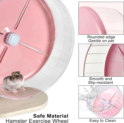 Silent Hamster Wheel,10.2 Inch Quiet Spinner Syrian Hamster Running Wheel,Anti-Skid & Adjustable Stand for Gerbils, Rats, or Other Small Pets,Pink in Saudi Arabia