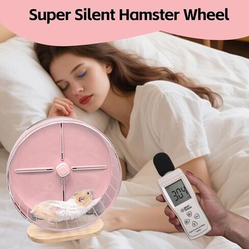 Silent Hamster Wheel,10.2 Inch Quiet Spinner Syrian Hamster Running Wheel,Anti-Skid & Adjustable Stand for Gerbils, Rats, or Other Small Pets,Pink in Saudi Arabia