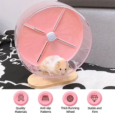 Silent Hamster Wheel,10.2 Inch Quiet Spinner Syrian Hamster Running Wheel,Anti-Skid & Adjustable Stand for Gerbils, Rats, or Other Small Pets,Pink in Saudi Arabia