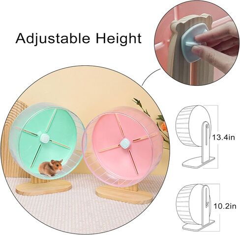 Silent Hamster Wheel,10.2 Inch Quiet Spinner Syrian Hamster Running Wheel,Anti-Skid & Adjustable Stand for Gerbils, Rats, or Other Small Pets,Pink in Saudi Arabia