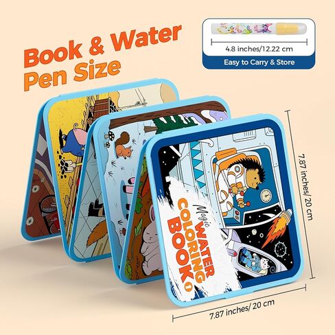 كتب تلوين مائية قابلة لإعادة الاستخدام للأطفال - عبوتان من كتب الرسم المائي السحرية EVA مع قلمين مائيين، موضوعات حيوانات - نشاط تلوين خالٍ من الفوضى، لعبة سفر قابلة لإعادة الاستخدام هدية للأطفال من سن 3 سنوات فما فوق in Kuwait