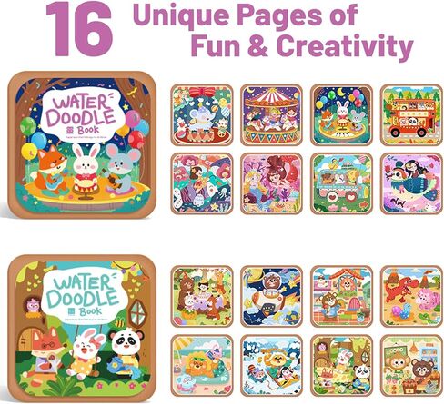 دفاتر تلوين مائية للأطفال من BlivEclat مكونة من قطعتين، كتب تلوين باستخدام الماء، كتاب تلوين بألوان مائية سحرية مع قلم، ألعاب سفر لكتاب رسومات الشعار المبتكرة المائية in Kuwait