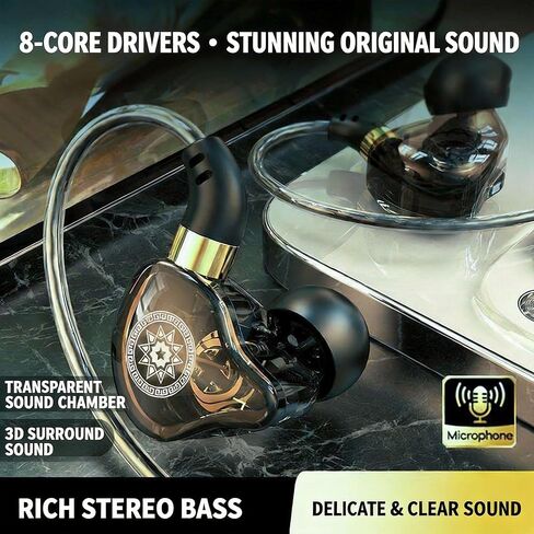 in Ear high Aesthetic Gaming Headphones with Crystal Clear Ultra-Low Frequency HiFi Headphones and high-Resolution Noise Cancelling in Ear Singer Headphones(Black) in Saudi Arabia