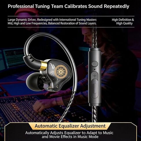 in Ear high Aesthetic Gaming Headphones with Crystal Clear Ultra-Low Frequency HiFi Headphones and high-Resolution Noise Cancelling in Ear Singer Headphones(Black) in Saudi Arabia