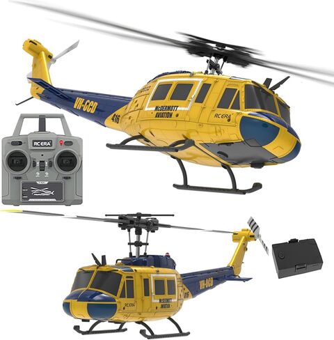 طائرة هليكوبتر 315 مم UH-1 تعمل بالتحكم عن بعد للبالغين الخبراء 6CH C032 RC Heli تحافظ على ارتفاع محرك بدون فرشاة/وضع التدفق البصري/تطير مقلوبًا ثلاثي الأبعاد RTF أصفر، بطارية واحدة in Saudi Arabia