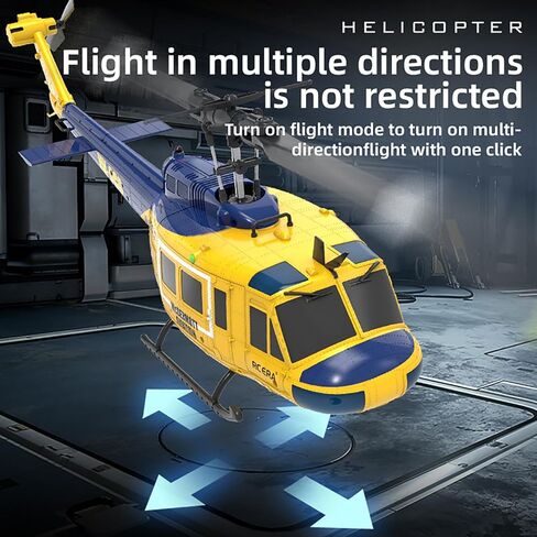 طائرة هليكوبتر 315 مم UH-1 تعمل بالتحكم عن بعد للبالغين الخبراء 6CH C032 RC Heli تحافظ على ارتفاع محرك بدون فرشاة/وضع التدفق البصري/تطير مقلوبًا ثلاثي الأبعاد RTF أصفر، بطارية واحدة in Saudi Arabia