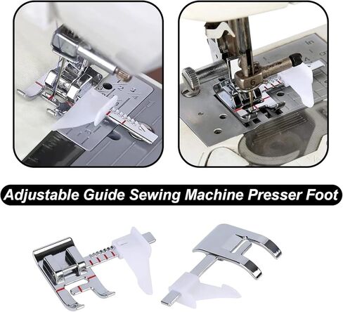 8pcs Sewing Machine Presser Foot Set Includes 3Pcs Wide Hem Foot, 3Pcs Narrow Rolled Hem Presser Feet, Zig Zag Foot and Adjustable Guide Presser Foot for Brother, Singer, Juki,etc in Saudi Arabia