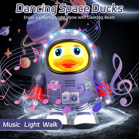 Musical Dancing Space Duck Toy, Walking Duck Robot with Lights & Sounds, Crawling Interaction & Tummy Time Toy for Babies Ages 1-3, Toddlers Birthday Gift (Blue) in Saudi Arabia