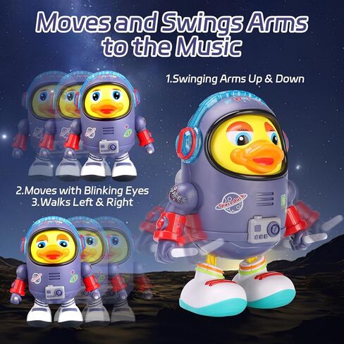 Musical Dancing Space Duck Toy, Walking Duck Robot with Lights & Sounds, Crawling Interaction & Tummy Time Toy for Babies Ages 1-3, Toddlers Birthday Gift (Blue) in Saudi Arabia