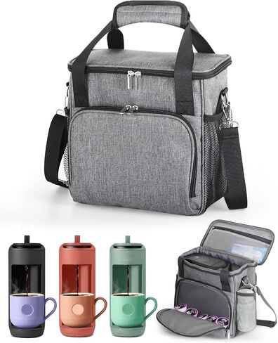 حقيبة حمل للسفر من JISHAHS لصانعة القهوة Keurig K-Mini Mate، حقيبة تخزين محمولة لتحضير القهوة ذات خدمة واحدة مع حمل ثلاثي الاتجاهات، ملحقات تخزين مبطنة متعددة الجيوب in Kuwait