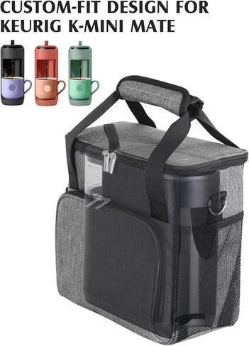 حقيبة حمل للسفر من JISHAHS لصانعة القهوة Keurig K-Mini Mate، حقيبة تخزين محمولة لتحضير القهوة ذات خدمة واحدة مع حمل ثلاثي الاتجاهات، ملحقات تخزين مبطنة متعددة الجيوب in Kuwait