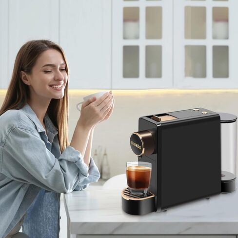 ماكينة اسبريسو سوداء لكبسولات نسبرسو المتوافقة، ماكينة صنع القهوة ذات الخدمة الواحدة قابلة للبرمجة لكبسولات الإسبريسو، مضخة ضغط عالية إيطالية ممتازة 20 بار، ماكينة قهوة صغيرة وإسبريسو in Kuwait