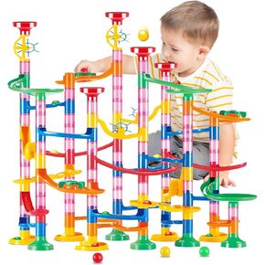 ماربل رن للأطفال - 133 قطعة من ألعاب مكعبات البناء مع الرخام البلاستيكية، لعبة تعليمية متاهة مسار رخامي الجذعية، هدايا عيد ميلاد للأولاد والبنات in Kuwait
