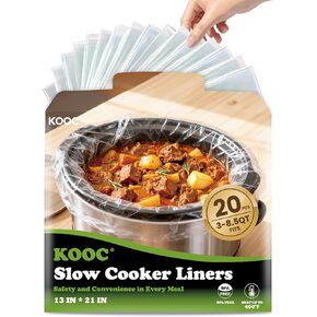 بطانات الطبخ البطيء من KOOC، 15 كيس مقاس 35.56 سم × 55.88 سم أكياس طهي كبيرة جدًا تناسب أوعية سعة 6-10 لتر، بطانات وعاء للاستعمال مرة واحدة مناسبة للوعاء البيضاوي والمستدير والمستطيل in Kuwait