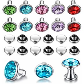 100 PCS Mixed Colors Rhinestone Rivets, 8mm Cz Crystal Rivets Double Cap Rivet for Leather Crafting with Tubular for Making Purse Clothing Shoes Leather Crafts in Kuwait