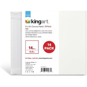 KINGART White 6" x 6" Artist Canvas Boards, Value Pack of 14 Rectangular Panels, Gesso Primed - 100% Cotton, Art Supplies for Oil and Acrylic Painting in Saudi Arabia