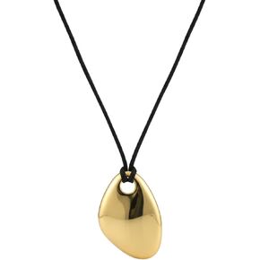 Chunky Necklace Pebble Pendant Necklace Leather Rope Necklaces Statement Trendy Jewelry in Saudi Arabia