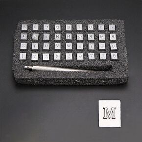 مجموعة ختم جلدية مع 36 قطعة من الحروف والأرقام، أداة ختم جلدية 3.5 مم لوضع العلامات اليدوية على الأحذية الجلدية وحقيبة القبعات in Kuwait