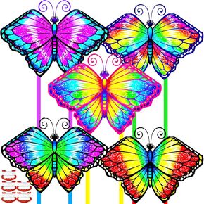 5 طائرات ورقية على شكل فراشة للأطفال والكبار، طائرة ورقية على شكل فراشة ملونة للأطفال الذين تتراوح أعمارهم بين 4-8 و8-12 عامًا، سهلة التجميع والطيران لألعاب الشاطئ الخارجية والمبتدئين in Kuwait