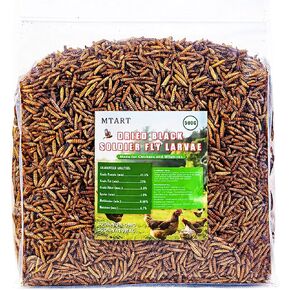 10LB Dried Black Soldier Fly Larvae Treat for Chicken, 100% Natural Non-GMO More Calcium Than Dried Mealworms High Protein Chicken Feed for Birds, Ducks, Layer Hens in Kuwait