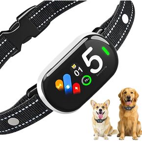 Bark Collar for Small Medium Large Dogs, Rechargeable Smart Dog Bark Collar, Anti Barking Training Collar with 5 Adjustable Sensitivity,Bark Shock Collar with Beep Vibration (Silver) in Saudi Arabia