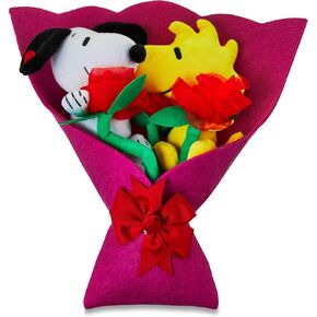 Ruz New 2024 Peanuts, Snoopy and Woodstock Plush 14"" Valentine's Bouquet, Multi-Color, All Ages, Removable Figures and Roses in Saudi Arabia