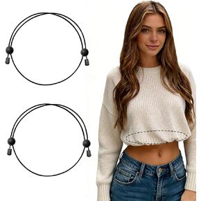 قميص Tuck Band للنساء، حزام علوي قصير قابل للتعديل - حزام خصر مرن بدون خياطة للسترة وحزام قص القميص، قطعتان باللون الأسود in Kuwait