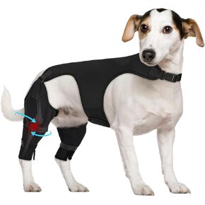Supet Dog كم خلفي للتوقف عن لعق - صديقة للقعادة لإصابات ساق جراحة TPLO ACL، كم استرداد قابل للغسل مقاوم للمضغ، للحيوانات الأليفة من الذكور والإناث (أسود، L) in Kuwait