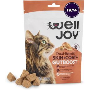 جديد! علاج ويل جوي للقطط للأسنان + GutBoost | يساعد على تقليل الجير | يساعد على إنعاش النفس | تركيبة GutBoost ثنائية الفائدة | تركيبة بيطرية | صنع في الولايات المتحدة الأمريكية | مصنوع من دجاج حقيقي | 120 مضغ ناعم in Kuwait