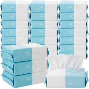 12 قطعة من مناشف الوجه للاستعمال مرة واحدة، 1200 قطعة مناديل وجه قطنية ناعمة وجافة للبشرة وازالة المكياج وتنظيف الاسطح، 5.9 × 7.8 انش in Kuwait