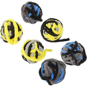 Luxshiny 6pcs Cat Plush Yarn Balls with Rope, Soft Interactive Chew for Indoor Kittens, Sturdy Cat Playthings in Blue and Yellow for Home Use in Kuwait